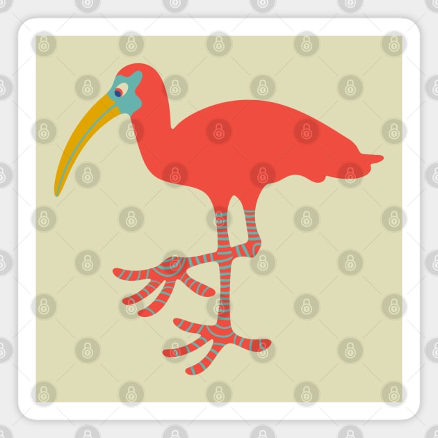 SCARLET IBIS Funny Cute Tropical Bird with Big Feet - UnBlink Studio by Jackie Tahara Magnet by UnBlink Studio by Jackie Tahara